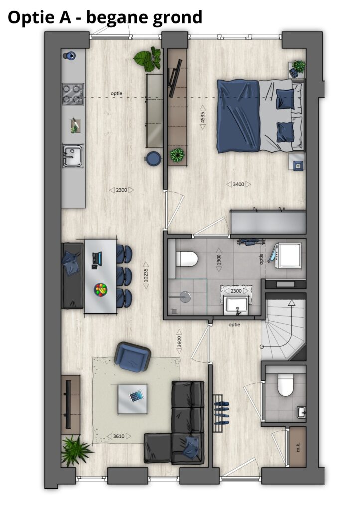 Optie A – begane grond