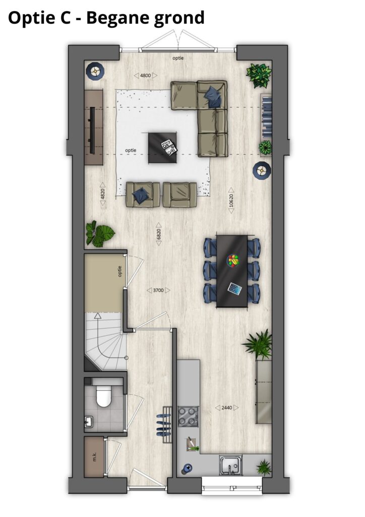 Optie C – Begane grond